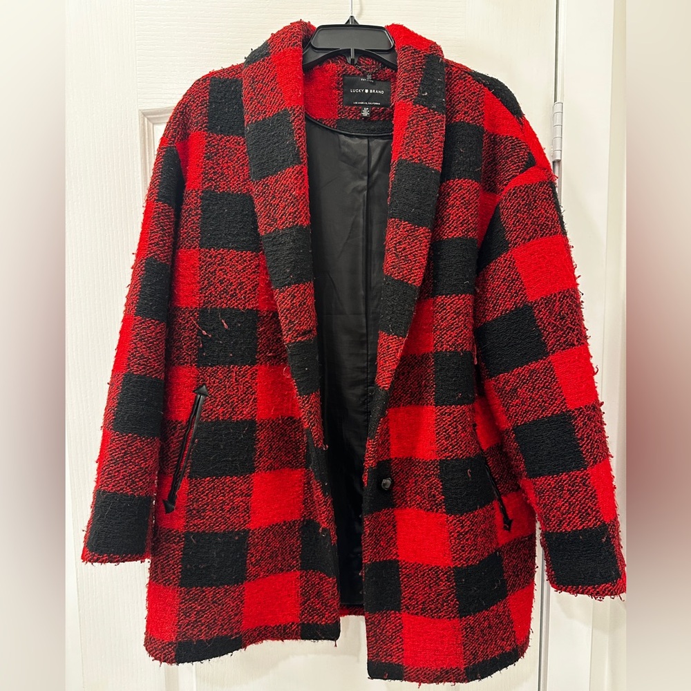Lucky Brand Vibrant Red and Black Coat